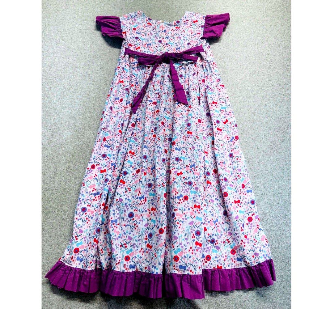 Kracker Jack Kids Maxi Dress Kids Size 8 Purple Floral Ruffle Butterfly Sleeve - Picture 8 of 8